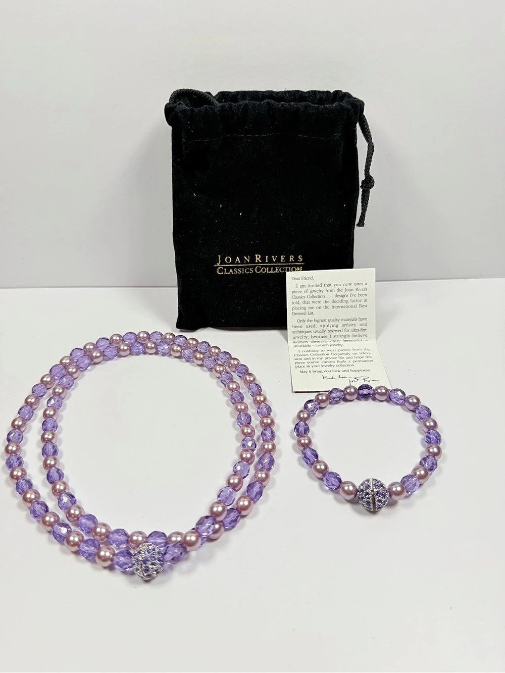 Joan Rivers Classics Collection Purple Beaded Necklace & Bracelet Set